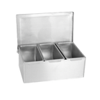 Thumbnail image #1 for Thunder Group SSCD003 Countertop Bar Condiment Dispenser, 3-Compartment, Open Bottom, Stainless Steel Case of 16