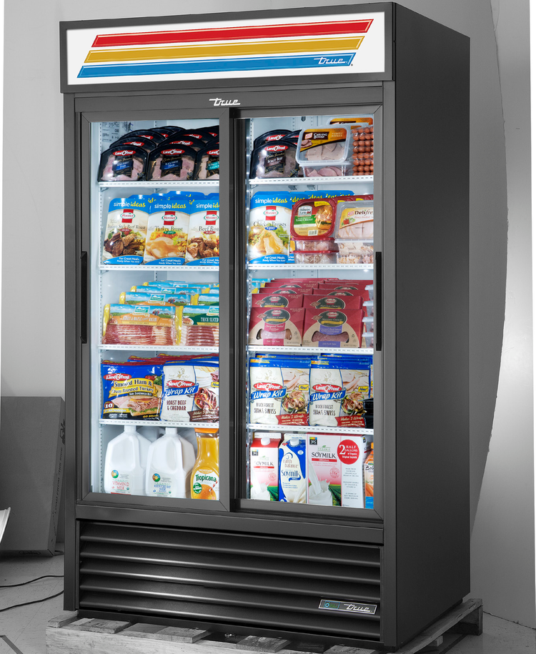 Product image #7 for True GDM-41-HC-LD Two-Section 8-Shelf Sliding Glass Door Merchandiser Refrigerator