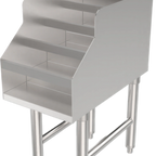 Thumbnail image #1 for ATSMFG MET MET-LQD-12 ATS MFG Freestanding Underbar Liquor Bottle Display, 12"W x 21"D x 33"H, 4-Tier Stainless Steel, 12-Bottle Capacity