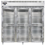 Thumbnail image #1 for Continental Refrigerator Designer Line D3RNSAPTHD-GD-SD Three-Section Pass-Thru Reach-In Refrigerator, Half-Height Glass Front, Stainless Rear Doors