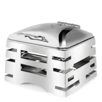 Thumbnail image #1 for Eastern Tabletop 32204 Square All-in-One Chafer Stand with 5-Star Crown Vessel, Polished 18/10 Stainless Steel, 17"W x 16"D x 10"H