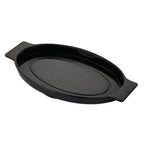 Thumbnail image #1 for CAC China SBPL-12-UB Oval Bakelite Platter Underliner with Handle, for 11-1/2" Platter, 13-3/4" Case of 36