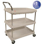 Thumbnail image #1 for AllPoints Foodservice Parts & Supplies Metro 1267009 Gray Polymer Utility Cart, 3 Tubular Shelves, 400 lb Capacity