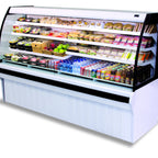 Thumbnail image #1 for Hussmann IM-04-I8-S Self-Service Open-Air Refrigerated Multi-Deck Merchandiser, 99"W x 64"H, Black Interior, LED Canopy, 3 Shelves