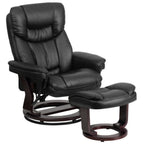 Thumbnail image #1 for Flash Furniture BT-7821-BK-GG Black Upholstered Swivel Recliner with Ottoman and Integrated Headrest
