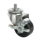 Thumbnail image #1 for 1880 Hospitality Focus Foodservice FTC12133 Threaded Stem Caster Set with Brakes, 3" Polyolefin Wheels, 200 lb Capacity Case of 4