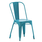 Thumbnail image #1 for Flash Furniture ET-3534-COM-B-GG Outdoor Metal Stacking Chair, 500 lb Capacity, Blue Distressed Finish