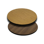 Thumbnail image #1 for Flash Furniture XU-RD-24-WNT-GG Round Reversible Restaurant Table Top, 24" Diameter, Natural/Walnut Laminate, Black T-Mold Edge
