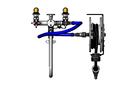 Product image #3 for T&S Brass Open Stainless Steel Wall-Mount Retractable Hose Reel Assembly with Mixing Faucet and 12-Foot Hose