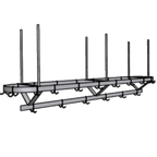 Thumbnail image #1 for Pacific Stainless Products PRC-108-CM Ceiling-Mounted Stainless Steel Triple-Bar Oval Pot Rack, 108 x 20 in, 30 Double Hooks