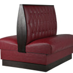 Thumbnail image #1 for ATSMFG ATS AT&S-QAD-W42-BT-DRD MFG Double Upholstered Booth, 45-1/2"W x 42"H, Deep Red Button-Tufted, Dark Walnut Wood Trim