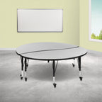 Thumbnail image #2 for Flash Furniture Emmy XU-GRP-A60-HCIRC-GY-T-P-CAS-GG 2-Piece Round Activity Table Set, 60" Diameter, Adjustable Height, Gray Laminate