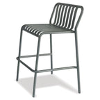 Thumbnail image #1 for JustChair A33030 Outdoor Stackable Aluminum Bar Stool, Armless Full-Slat Design, Silver Gray