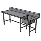 Thumbnail image #1 for Pacific Stainless Products PTS7230C8R20 72"W x 30"D Stainless Steel Work Table with Single 20" x 20" Prep Sink, 16-Gauge Top, 8" Backsplash