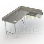 Thumbnail image #1 for AERO 3SDC-L-144 Corner Soiled Dish Table, Left-to-Right, 60" x 144", 16-Gauge 304 Stainless Steel, 7" Splash