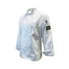 Thumbnail image #1 for Thunder Group CJ406WHS Women's French Cuff Chef Jacket, Tapered Long Sleeve, Small, 65/35 Poly/Cotton, White Case of 12