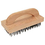 Thumbnail image #1 for AllPoints Foodservice Parts & Supplies 1421388 Wire Cleaning Brush, 3-3/4" x 9-1/4", 1-1/4" Steel Bristles, Hardwood Block