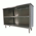 Thumbnail image #2 for NBR Equipment DC-1872 Open-Front Dish Cabinet with Fixed Mid-Shelf, Stainless Steel, 72"W x 18"D x 34-3/4"H