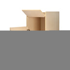 Thumbnail image #2 for Alpine Industries ALP476-MEO 40 Gallon Wood Veneer Bar Trash Receptacle Enclosure with Drop Hole and Tray Shelf, Medium Oak