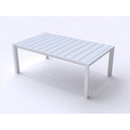 Thumbnail image #1 for Grosfillex Sunset US004096 Outdoor Rectangular Aluminum Cocktail Table, Glacier White, Open Slat Top, 39.25W x 23.5D x 14.5H