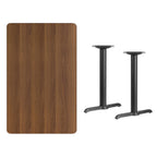Thumbnail image #2 for Flash Furniture XU-WALTB-3048-T0522-GG Rectangular Dining Table, 48W x 30D x 31-1/8H, Walnut Laminate, Black T-Bases