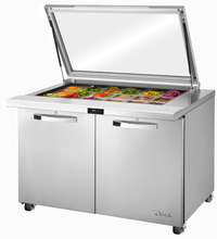 True SPEC Series Mega Top Refrigerated Sandwich/Salad Prep Table, 48-Inch Wide, 18-Pan, 2-Door, Flat Glass Lid
