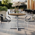 Thumbnail image #1 for Flash Furniture ST-RD36-NAT-T3030S-GG 36" Round Natural Laminate-Top Indoor/Outdoor Table with 30" Silver Cast Iron X-Base