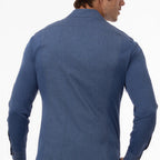 Thumbnail image #2 for Chef Works SES02-BLU-4XL Blue Long-Sleeve Chef Shirt, Snap Front, Poly/Cotton/Elastane, 4XL