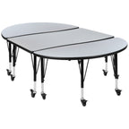 Thumbnail image #1 for Flash Furniture Emmy XU-GRP-A3048CON-48-GY-T-P-CAS-GG 3-Piece Activity Table Set, 76W x 47-1/2D in, 17-25 in Adjustable Height, Gray Laminate Top