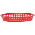 Thumbnail image #1 for TableCraft Products 1073R A La Carte Platter Basket, Red Plastic Oval, 9-1/4" x 6" x 1-1/2" Case of 36