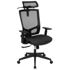 Thumbnail image #1 for Flash Furniture H-2809-1KY-BK-GG High-Back Mesh Office Chair with Adjustable Height, Nylon Arms and Casters