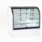 Thumbnail image #1 for Marc Refrigeration BCR-77 Refrigerated Bakery Display Case, 77" W, curved glass front, mirrored interior, self-contained refrigeration