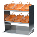 Thumbnail image #1 for Steril-Sil Company E1-FTA-25V-DAOV Two-and-a-Half Size Stainless Steel Flat Top Cart Insert with Angled Double Overshelf and Baskets