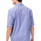 Thumbnail image #2 for Chef Works Oxford SES01-BLU-XL Men's Blue Stretch Poly/Cotton Chef Shirt, Long Sleeve, Snap Front, XL