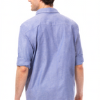 Thumbnail image #2 for Chef Works Oxford SES01-BLU-M Blue Poly/Cotton Utility Chef Shirt, Long Sleeve, Snap-Front, Medium