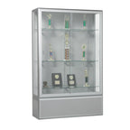 Thumbnail image #1 for AARCO Products WFDC7648S Commercial Display Case, 48 x 20 x 76 in, Waterfall Style, Adjustable Glass Shelves, Sliding Glass Doors, LED Lighting
