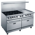 Thumbnail image #2 for Dukers Appliance Co., USA Ltd. DCR60-6B24GM 60" Gas Range with 6 Open Burners, 24" Griddle & 2 Standard Ovens