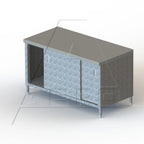 Thumbnail image #1 for AERO Manufacturing 2TGOD-24120 Enclosed Work Table with Sliding Doors, 14-Gauge 304 Stainless Steel Top, Galvanized Base, 120 x 24 x 35 in