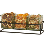 Thumbnail image #1 for Cal-Mil Milo 23747-3-13 3-Section Metal Condiment Jar Holder with 3 Glass Jars, Black, 12.5"W x 4.5"D x 3"H