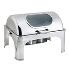 Thumbnail image #1 for Browne USA Foodservice Harmony 575166 9 Qt Rectangular Stainless Steel Chafer with Roll-Top Cover