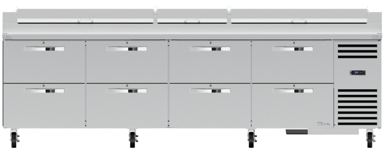 Product image #2 for True Spec Series 4-Section Pizza Prep Table with 8 Drawers and R290 Refrigerant