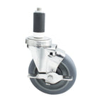 Thumbnail image #1 for BK Resources 5SS-2RA-GR-TLB 5" Gray Rubber Swivel Stem Caster with Top-Lock Brake, 250 lb Capacity, 1-1/4" Expanding Stem