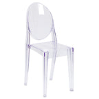 Thumbnail image #1 for Flash Furniture FH-111-APC-CLR-GG Transparent Molded Polycarbonate Outdoor Side Chair, Plain Back, Contoured Seat