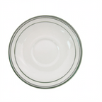 Thumbnail image #1 for CAC China Greenbrier GS-2 6-Inch Round Ceramic Saucer, Green Band/American White Case of 3 Dozen