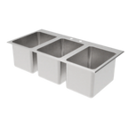 Thumbnail image #1 for GSW USA SH10143DDI Three-Compartment Drop-In Stainless Steel Sink, No Deck, 10 x 14 x 10 in Bowls, 4 in Faucet Holes