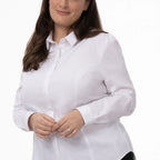 Thumbnail image #1 for Chef Works W151-WHT-L Women's White Long-Sleeve Formal Chef Shirt, Poly/Cotton/Elastane, Large
