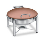 Thumbnail image #1 for Eastern Tabletop Pillard 3958/SCP 6 qt Round Stainless Steel Induction Chafing Dish with Hinged Cover