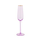 Thumbnail image #1 for Kadra Kitchenware Vikko Decor VD-P8-LI Champagne Flute Glass, 8.5 oz, Lilac with Gold Rim Case of 24