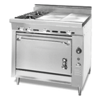 Thumbnail image #1 for Montague Company Legend V136-10G 36" Gas Range with Convection Oven, 2 Open Burners and 2 Hot Tops