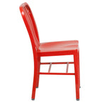 Thumbnail image #2 for Flash Furniture CH-61200-18-RED-GG Outdoor Restaurant Chair, Red, Galvanized Steel, Vertical Slat Back
